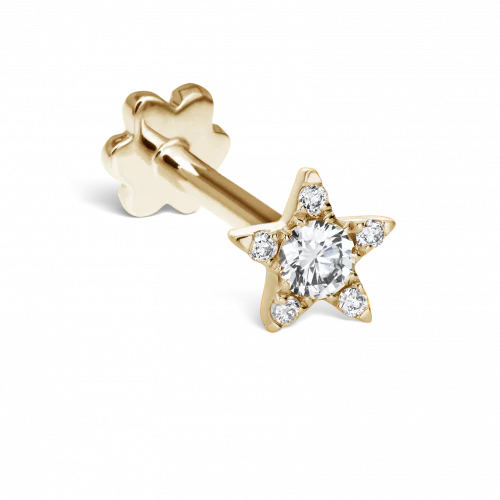 4.5mm Diamond Star Threaded Stud in Yellow Gold