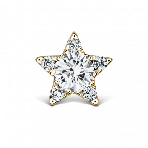 4.5mm Diamond Star Threaded Stud in Yellow Gold