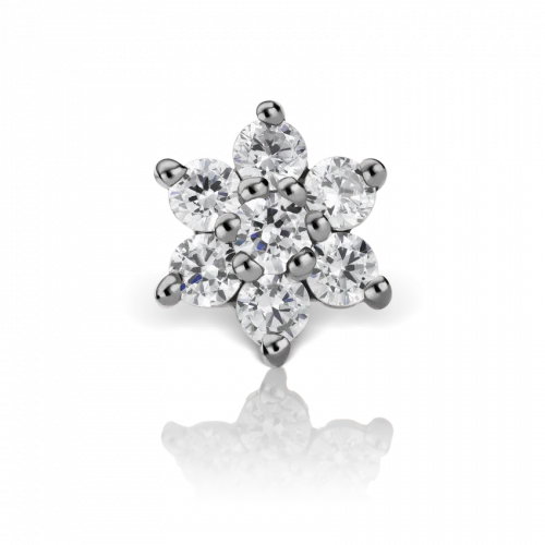 5.5mm Cubic Zirconia Flower Threaded Stud in White Gold