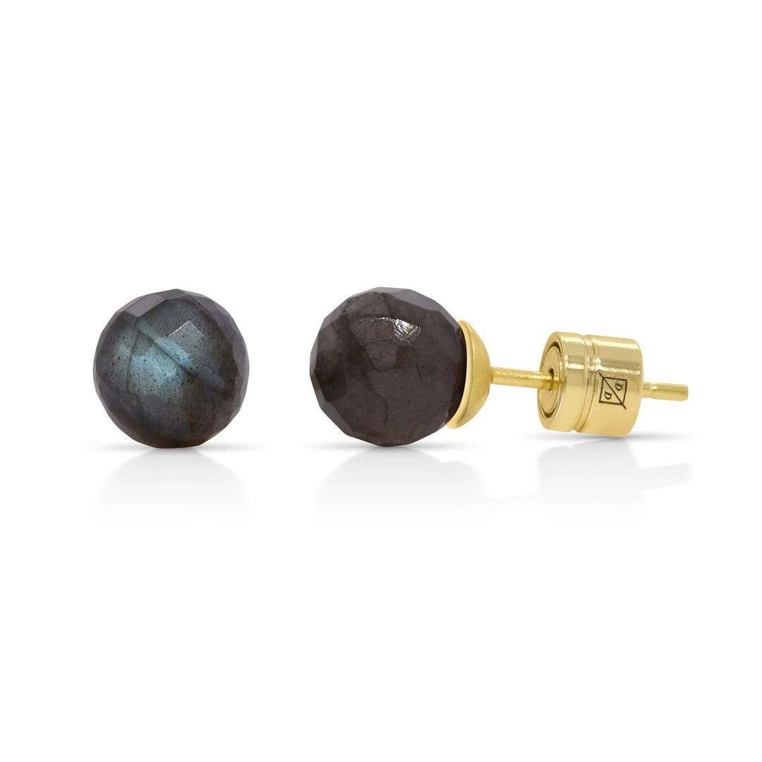 Manhattan Gemstone Studs Gold With Labradorite