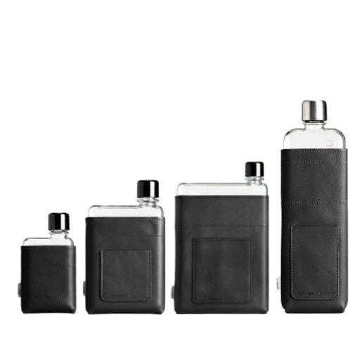 Memobottle Black Leather Sleeves