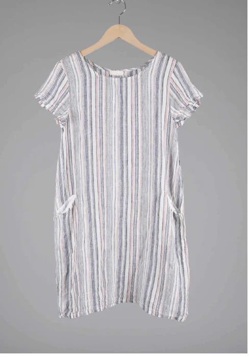 Esme Linen Tunic in Multicolored Stripes