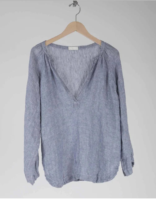 Livia Linen Top in Denim