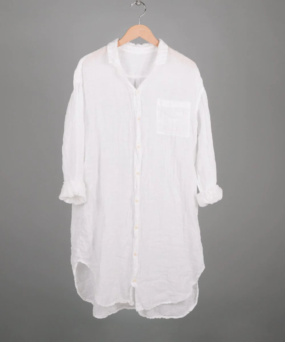 Mari Dress in White Linen Gauze