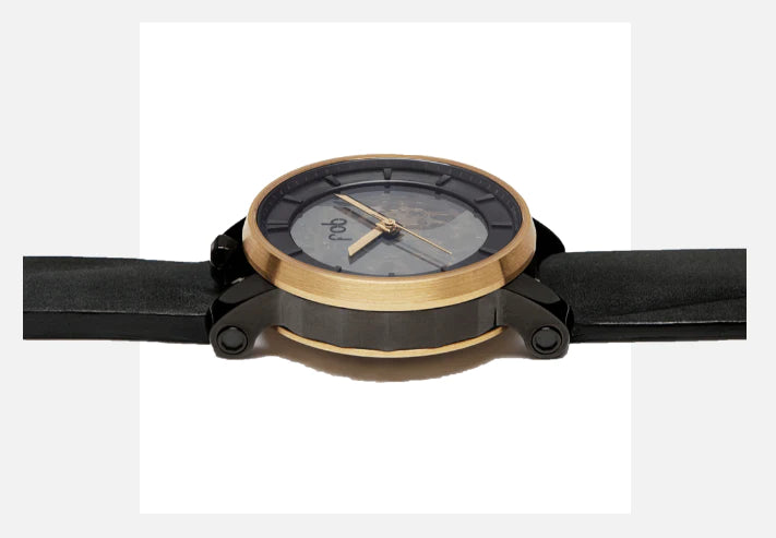 R360 Gold Wrist Watch With Black Suede Strap