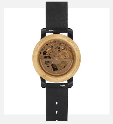 R360 Gold Wrist Watch With Black Suede Strap