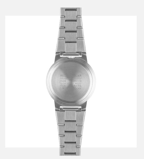 Red Solar Silver Wrist Watch With Silver Chain Strap